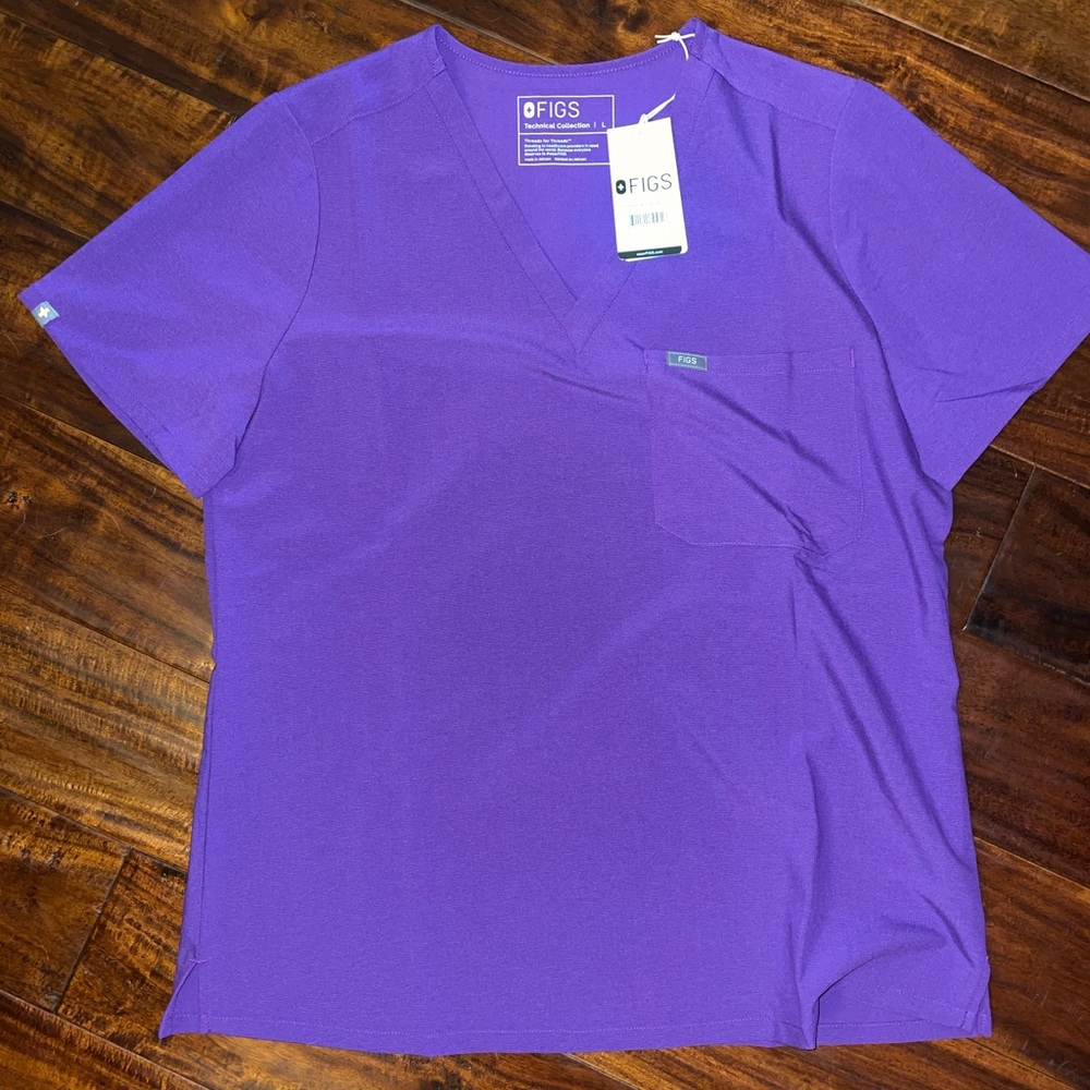 Figs Catarina ultraviolet scrub top - large